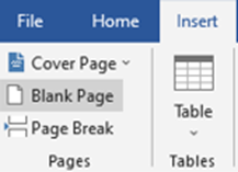 Blank page in inserting contents in Microsoft word document
