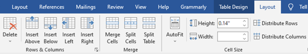 Table manipulation in Microsoft word document