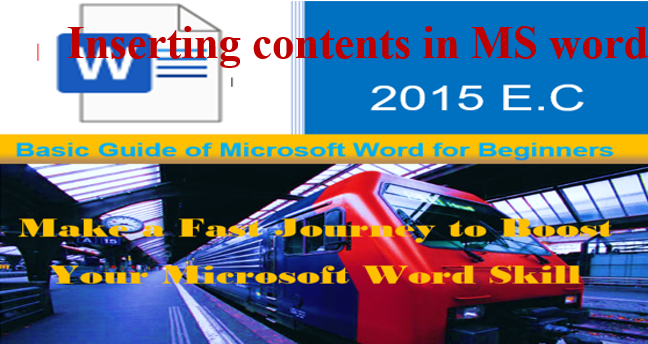 Inserting contents in Microsoft word document