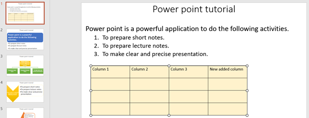 Select the color and change the background color of the power point table.