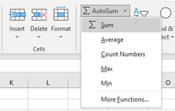 Auto sum option of Mathematical operations in Microsoft excel
