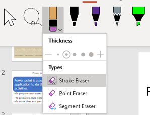 Shape deleting option of power point drawing tool.
