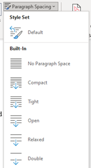 Paragraph spacing option of Microsoft word document
