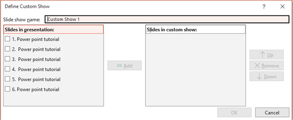 Custom slide show option