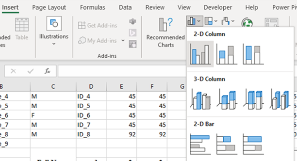 Chart option of MS excel.