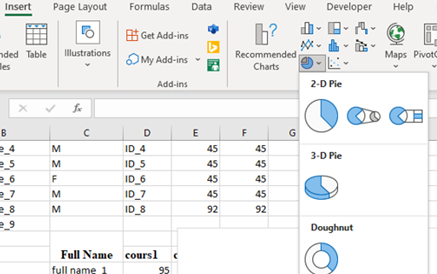 Pi chart option of MS excel.