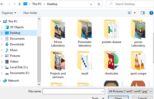 Select background image of MS excel from local storage.
