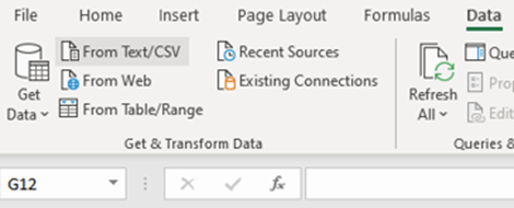 Data transform option box of MS excel.