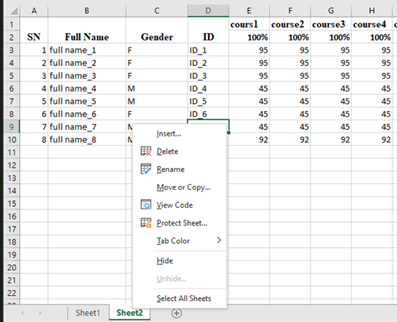 Unprotected workbook.