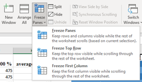 Freeze option of MS excel.