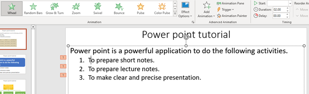 Result of selected animation.